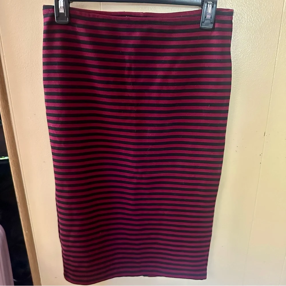 Forever 21 Striped Midi Pencil Skirt Medium M